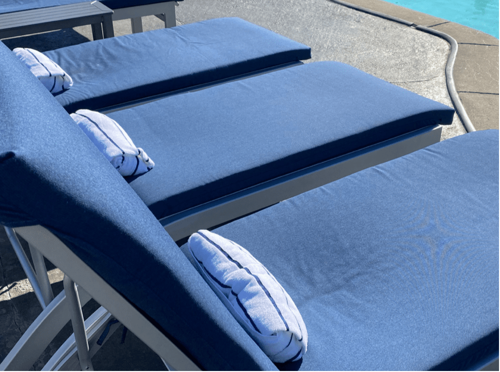 Cushioned pool lounge chairs